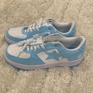 A Bathing Ape Bape Sta Patent Leather Blue / White Mens Size 11